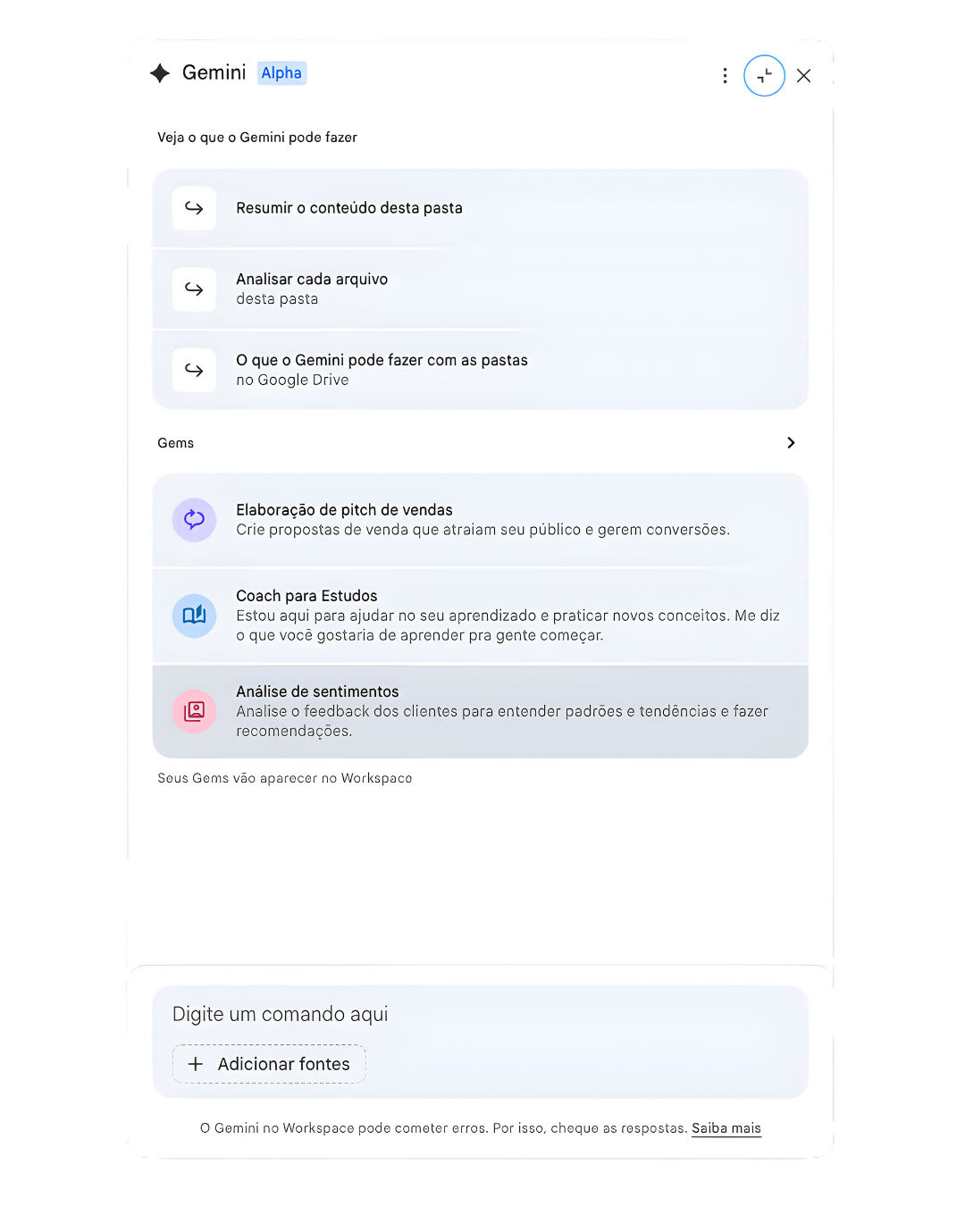 painel gemini google drive como usar
